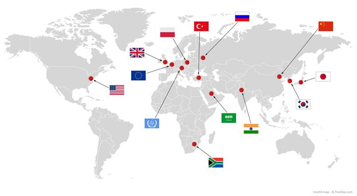 Network of the CEA's nuclear advisers in the world 